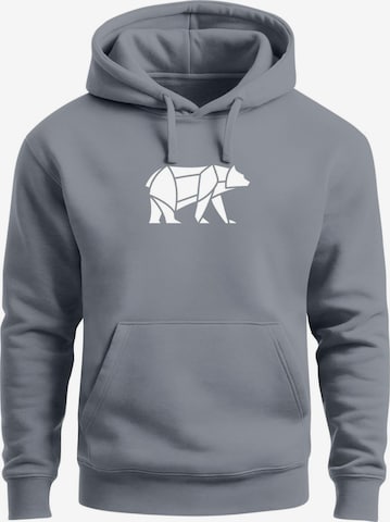 Neverless Sweatshirt 'Bär Lineart Polygon' in Grey: front