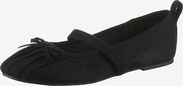 Aniston Ballet Flats with Strap in Black: front