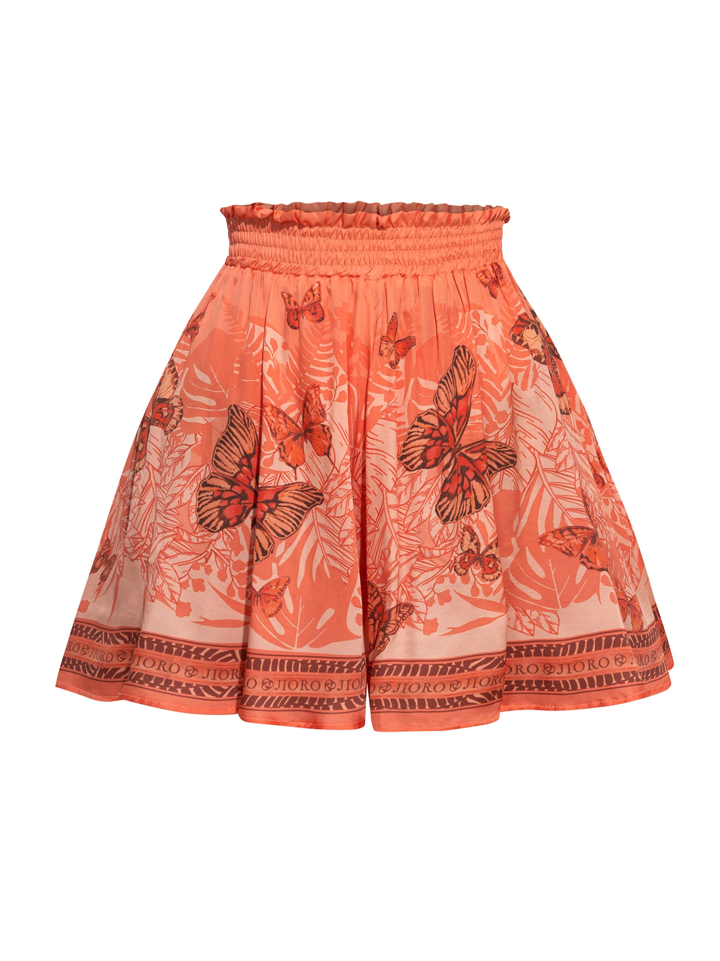 JIORO Skirt 'PAPAYA BUTTERFLIES' in Orange: front