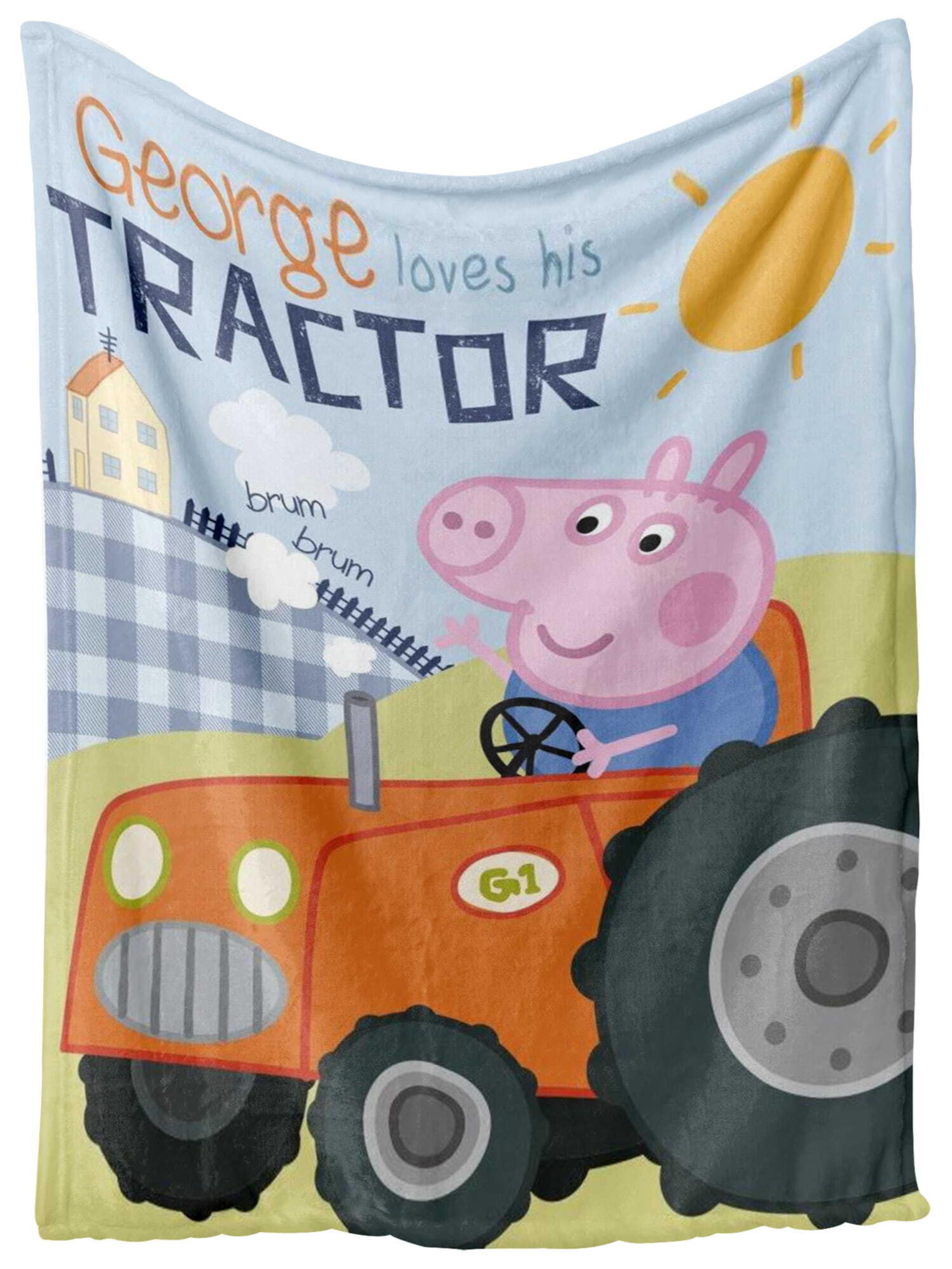 Copertina per neonati 'George & Traktor' di Peppa Pig in blu: frontale