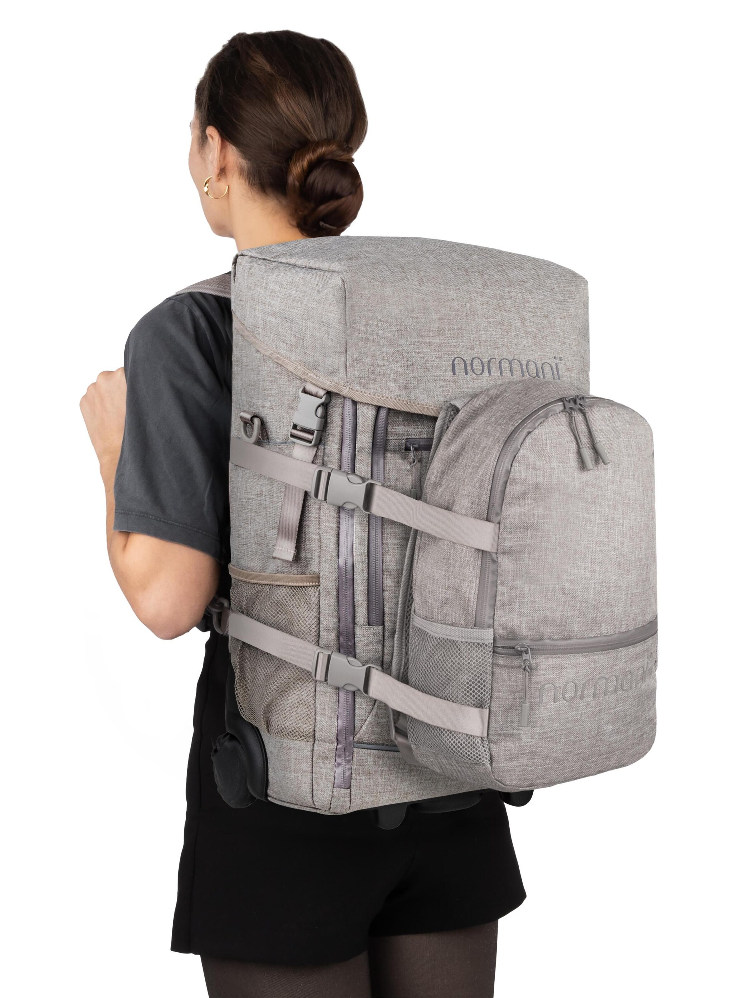 normani Set: Trolley mit Rucksack in Grau: Vorderseite