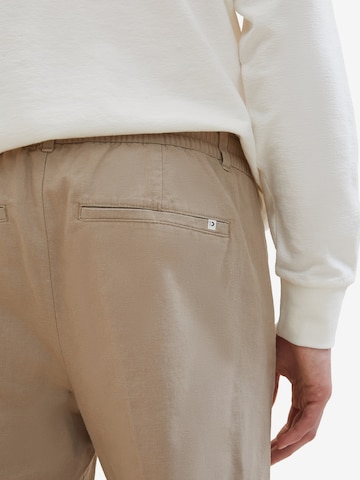 TOM TAILOR DENIM Tapered Bukser med fals i beige