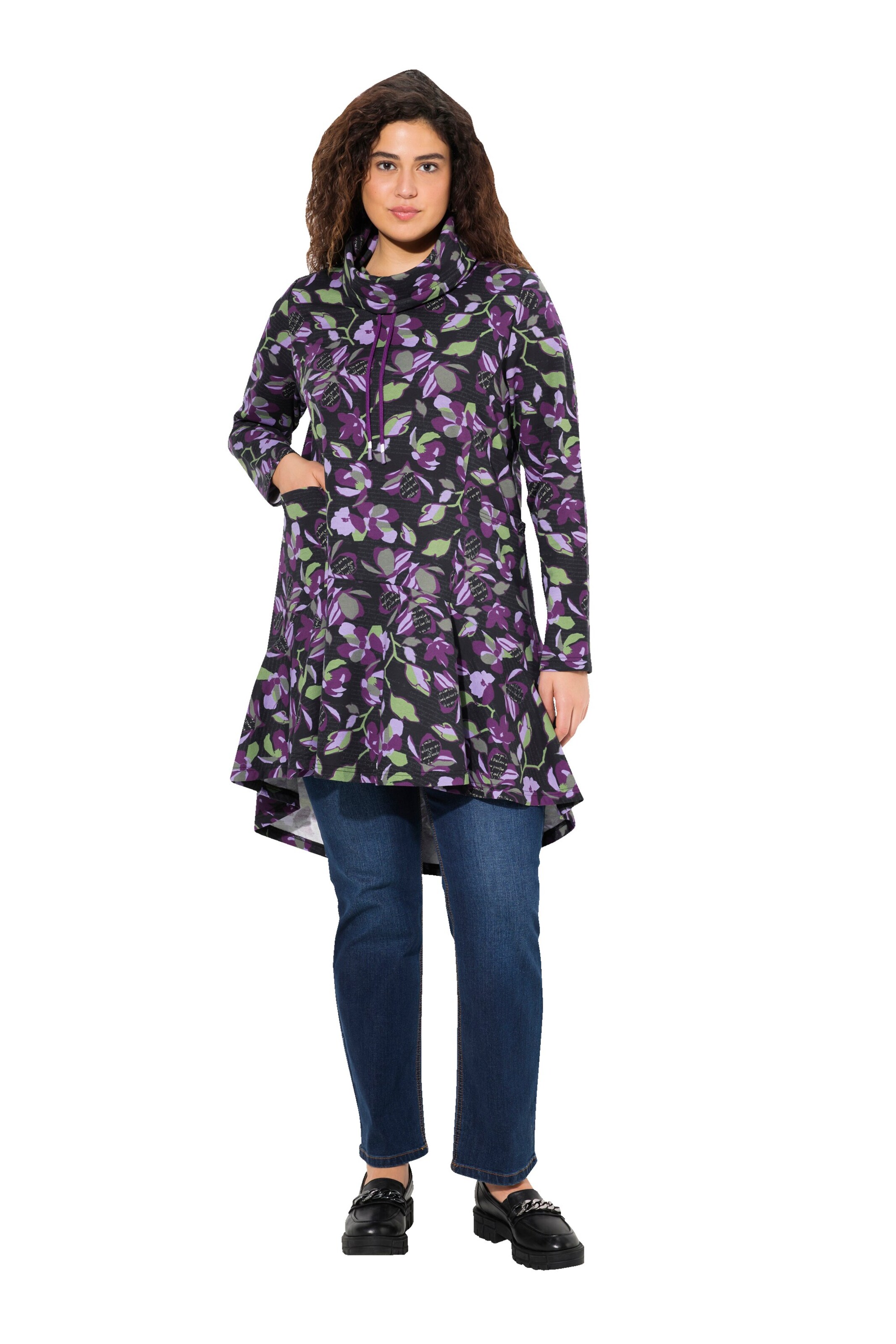 Sweat-shirt Ulla Popken en noir : devant