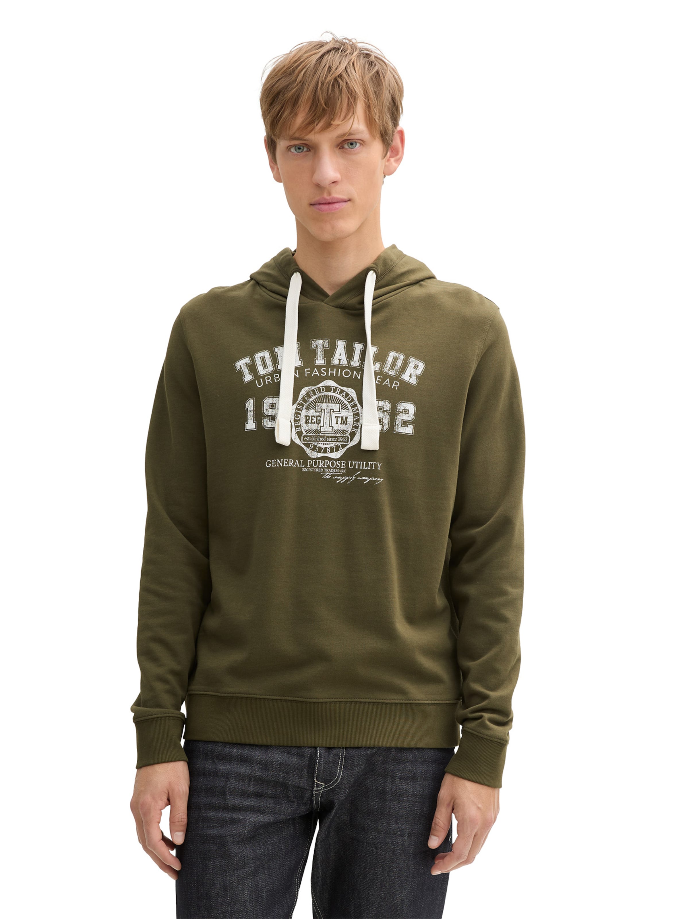 TOM TAILOR Sweatshirt in Groen: voorkant