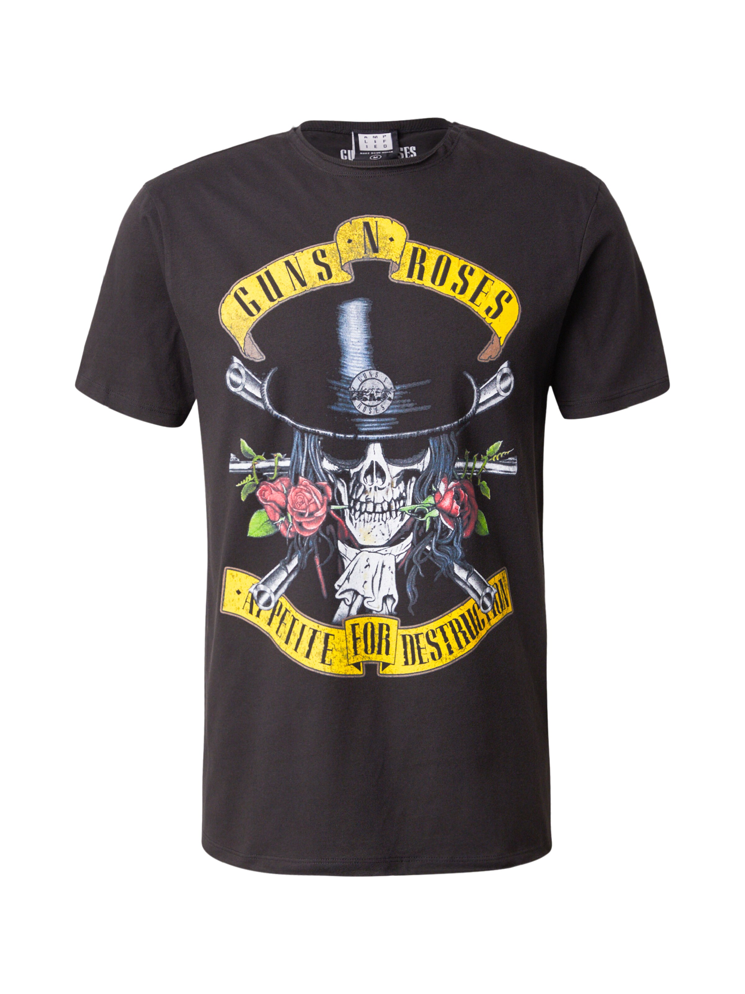 AMPLIFIED Koszulka 'GUNS N ROSES - TOP HAT SKULL' w kolorze czarny: przód