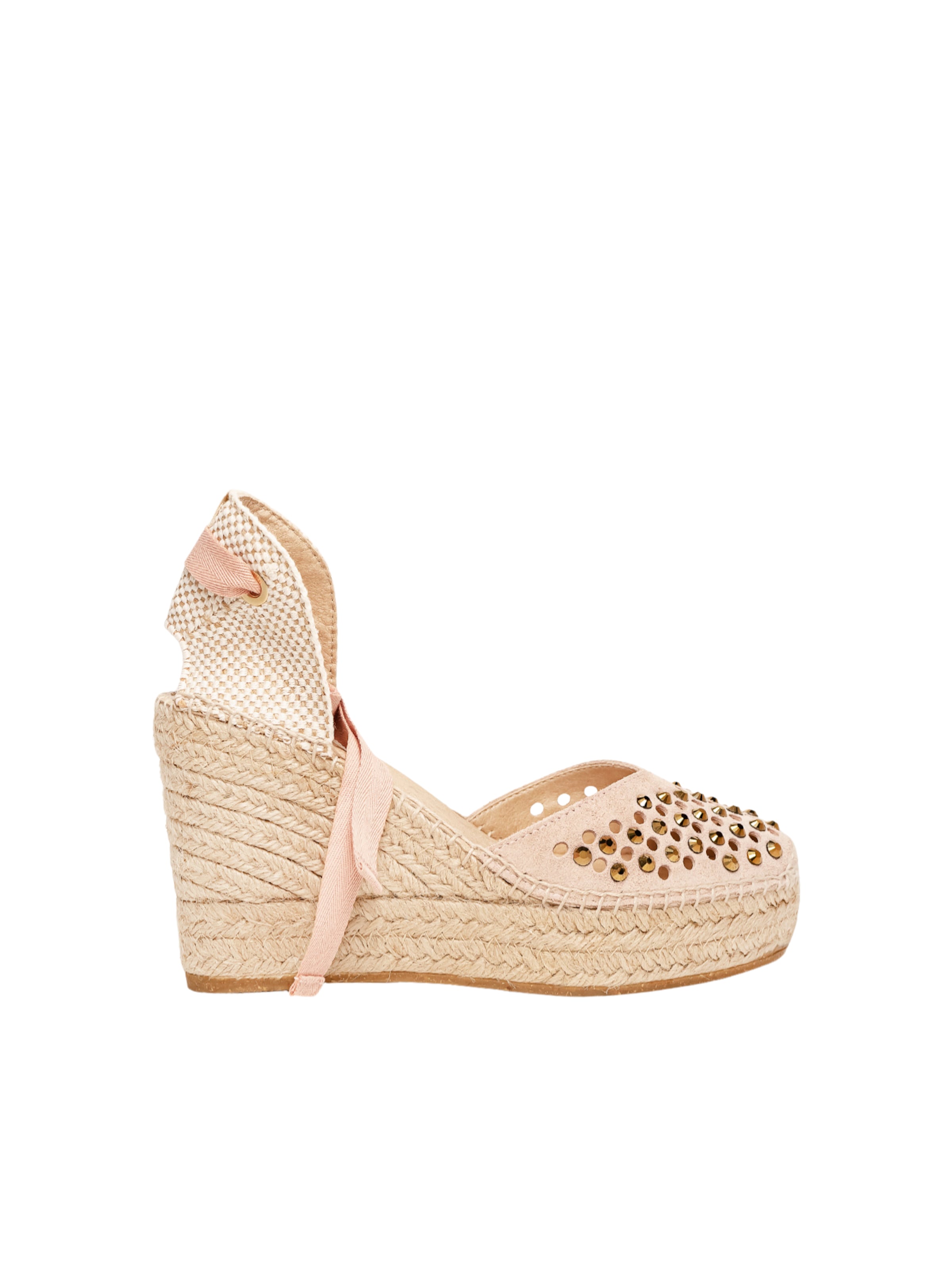 Alhamas - Sapatos abertos atrás 'Alpargata Cuña 10 cm' em rosa: frente