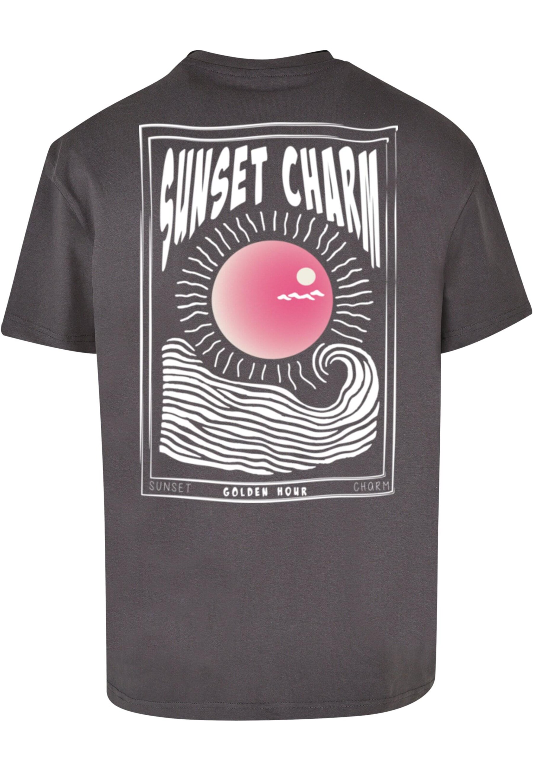 T-Shirt 'Sunset Charm' Merchcode en gris