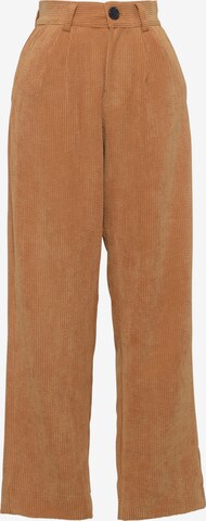 FRESHLIONS Pleat-Front Pants ' Alma ' in Brown: front