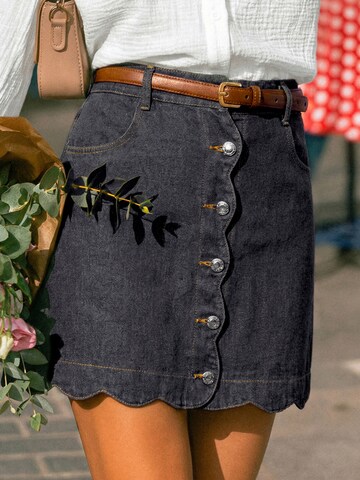 Cupshe Skirt 'Scalloped Button-Front' in Black