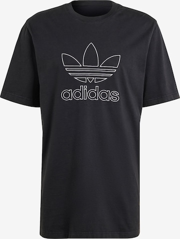 ADIDAS ORIGINALS Тениска 'Adicolor Outline Trefoil' в черно: отпред