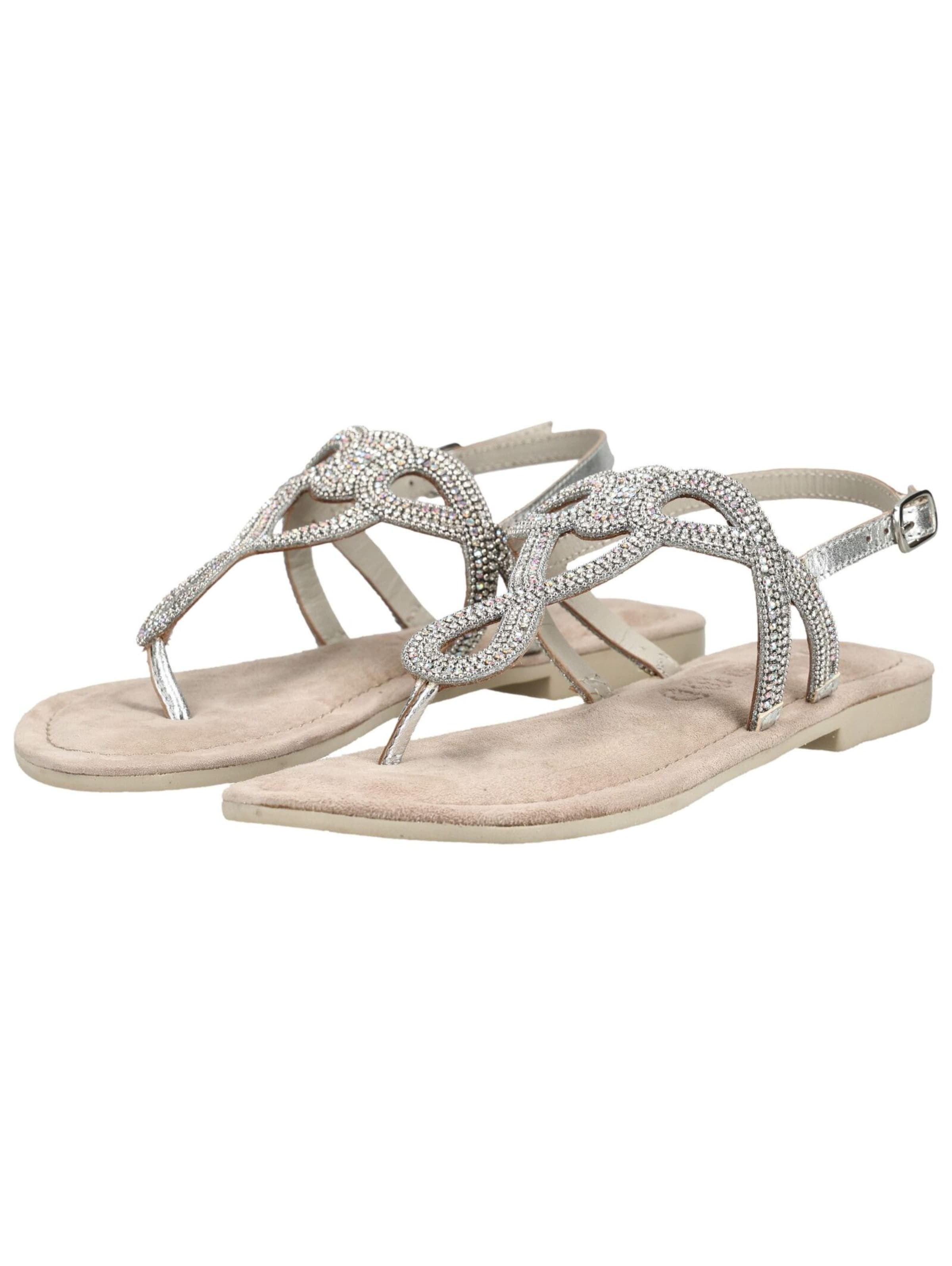 LAZAMANI T-Bar Sandals in Silver