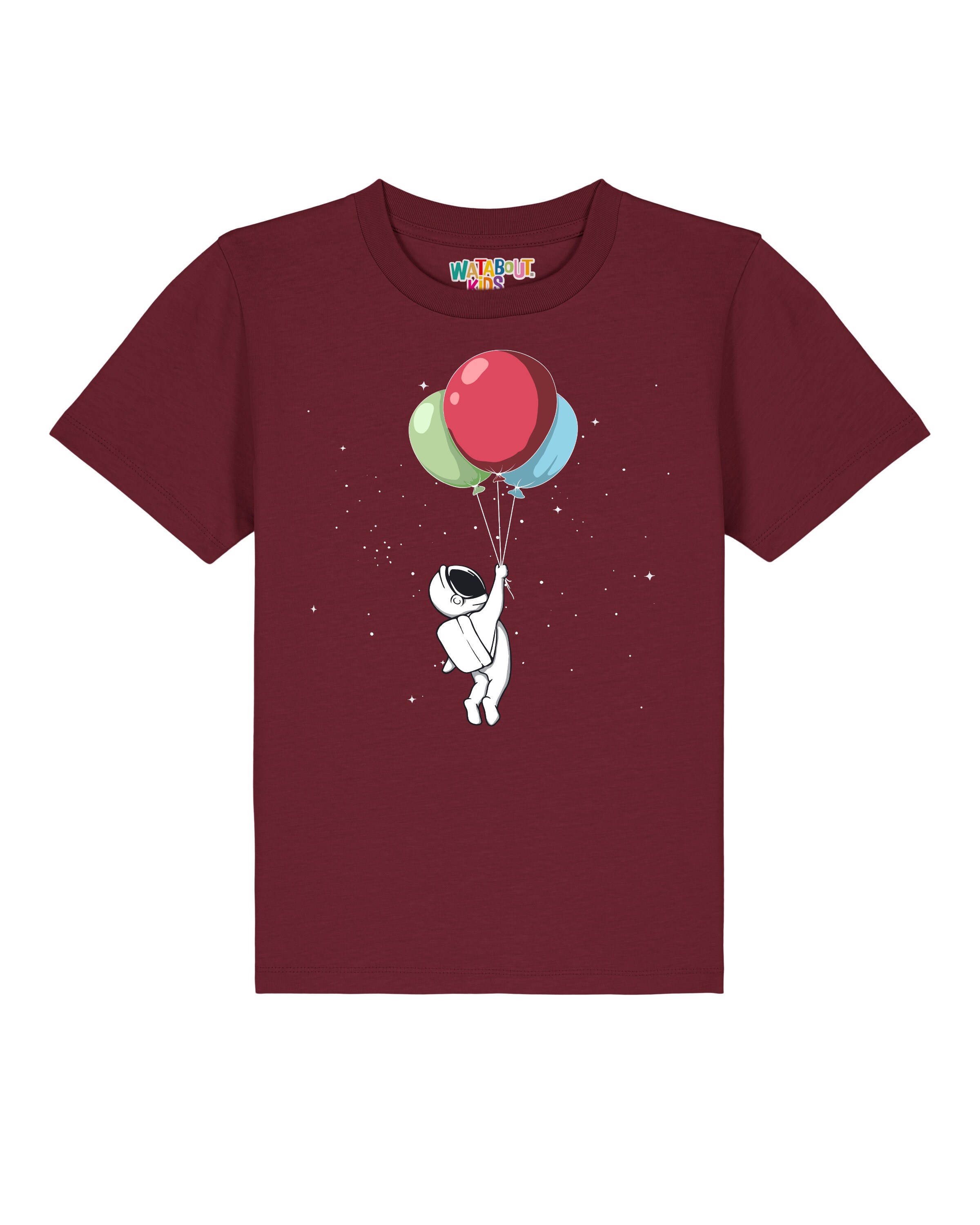Maglietta 'Little Balloon Astronaut' di watabout.kids in rosso: frontale