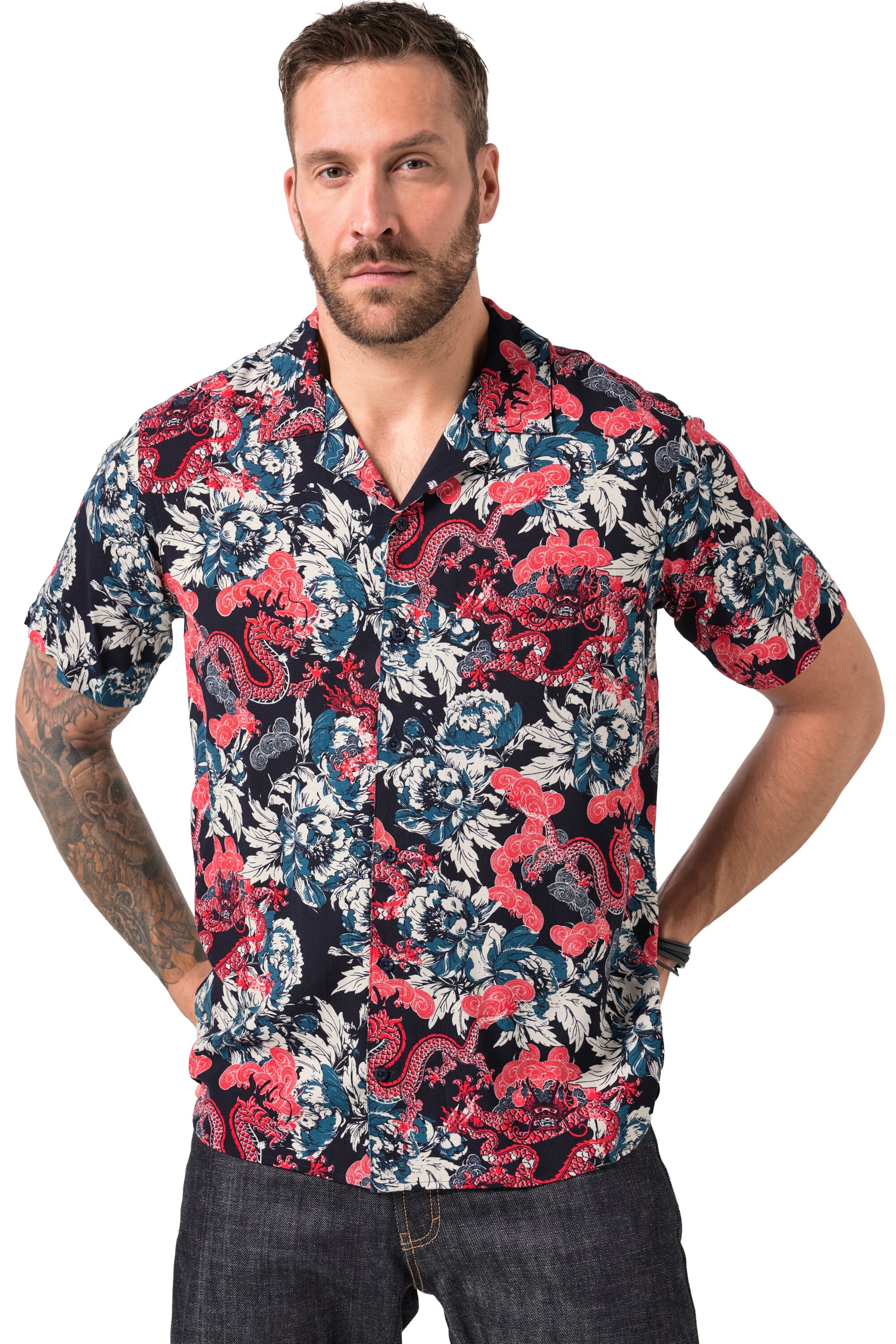 JP1880 Regular Fit Hemd in Mischfarben: Vorderseite