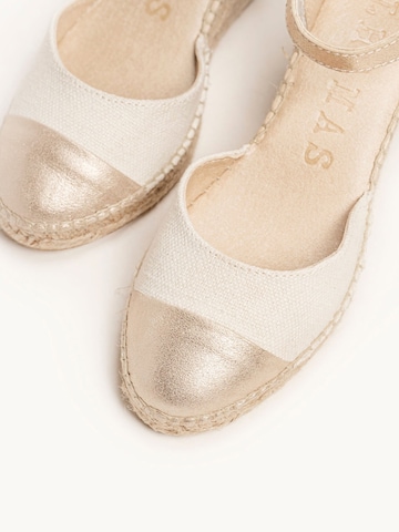Alhamas - Sandalias con hebilla 'Alpargata Cuña 7 cm' en oro