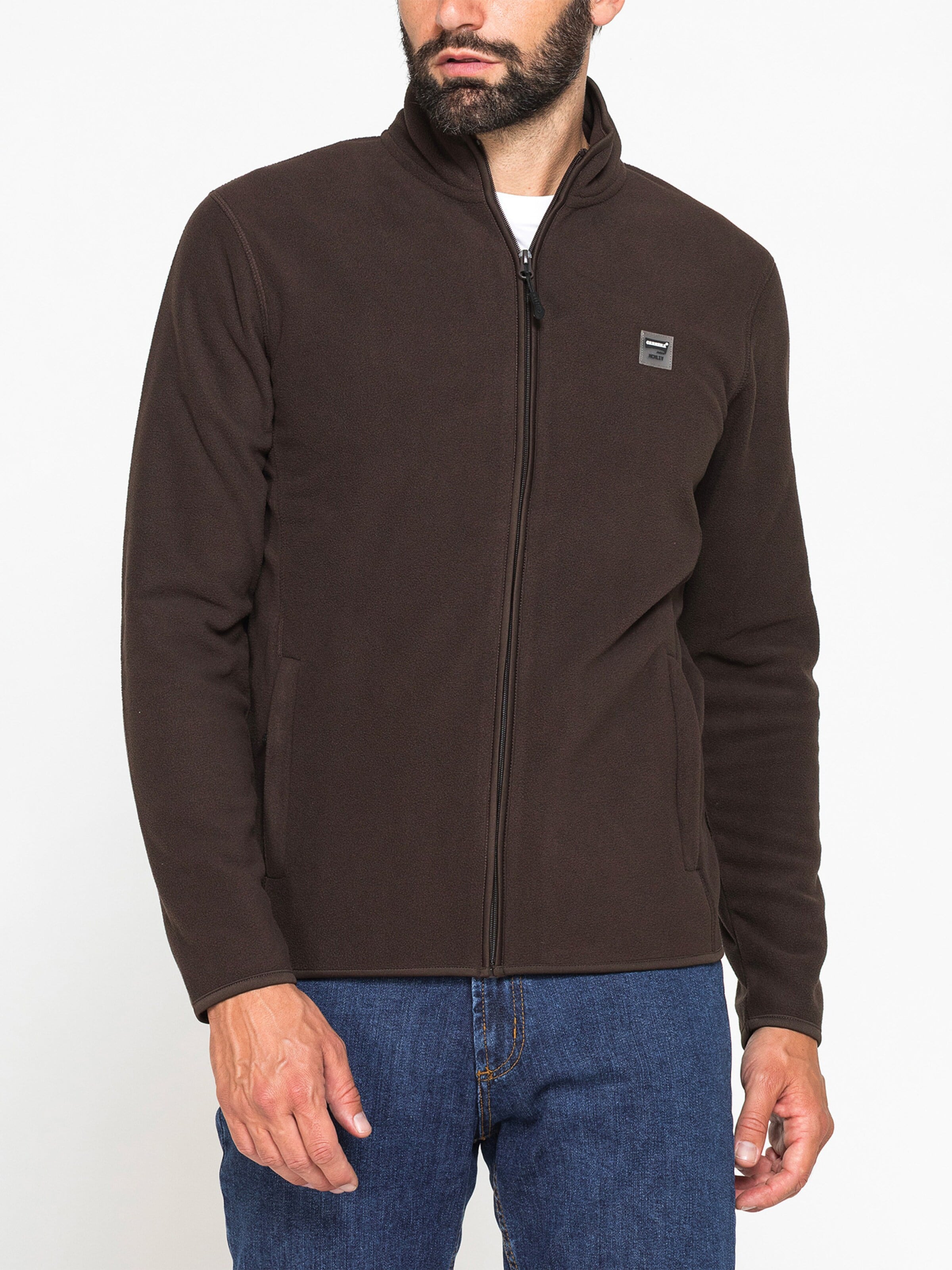 Carrera Jeans Fleece jacket 'Central Zip' in Brown: front