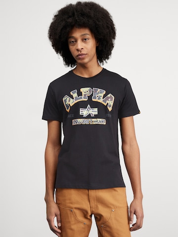 ALPHA INDUSTRIES Tričko 'College' - Čierna: predná strana