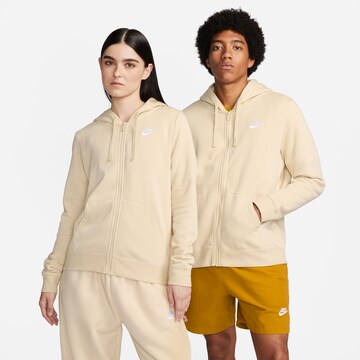 Nike Sportswear Zip-Up Hoodie 'Club Fleece' in Beige: front