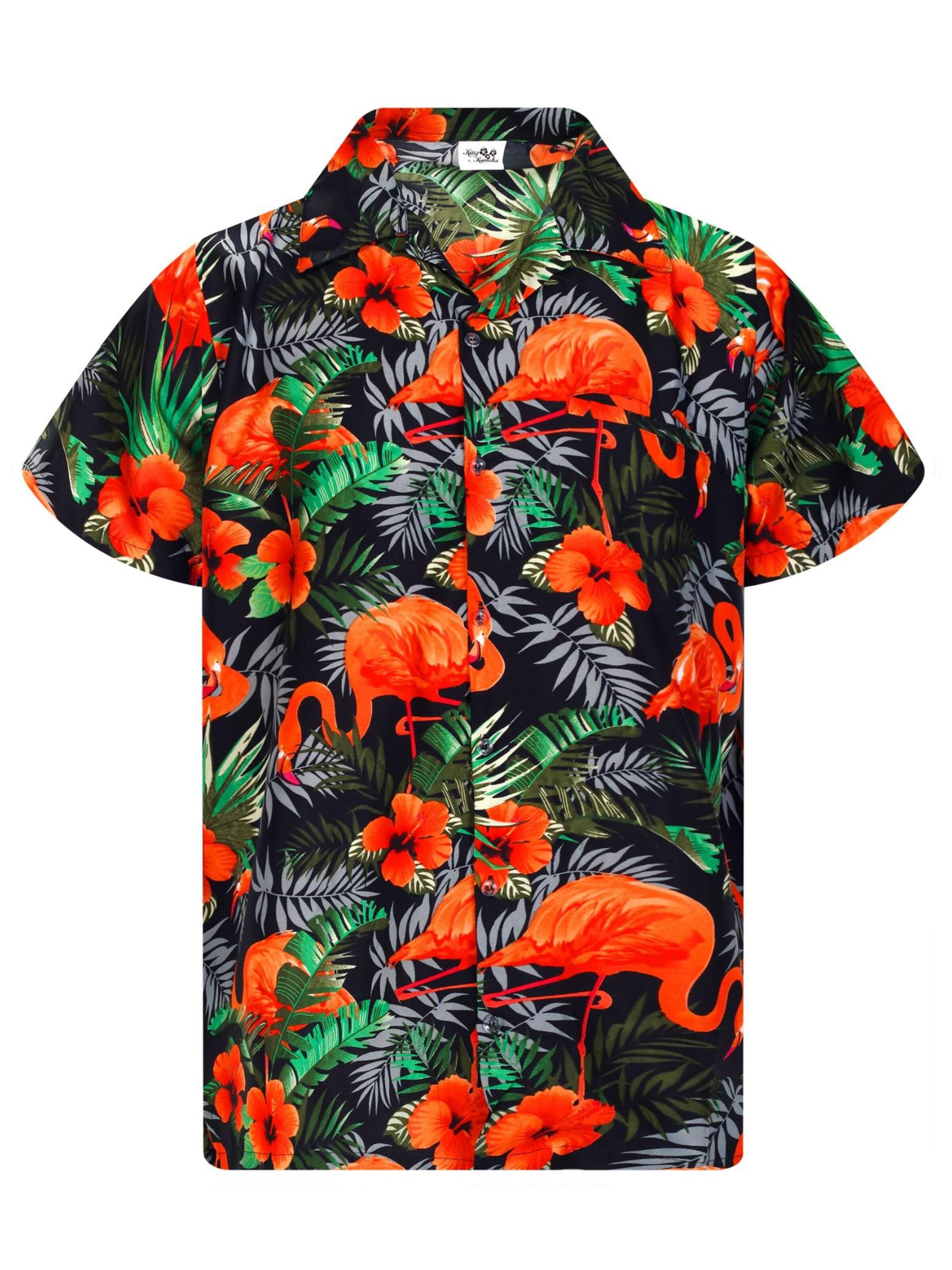 King Kameha Shirt 'Flamingo Flowers'‌‌‌‌‌‌ in Orange: Vorderseite