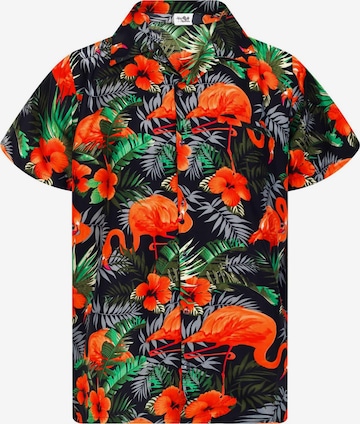 King Kameha Shirt 'Flamingo Flowers' in Orange: Vorderseite