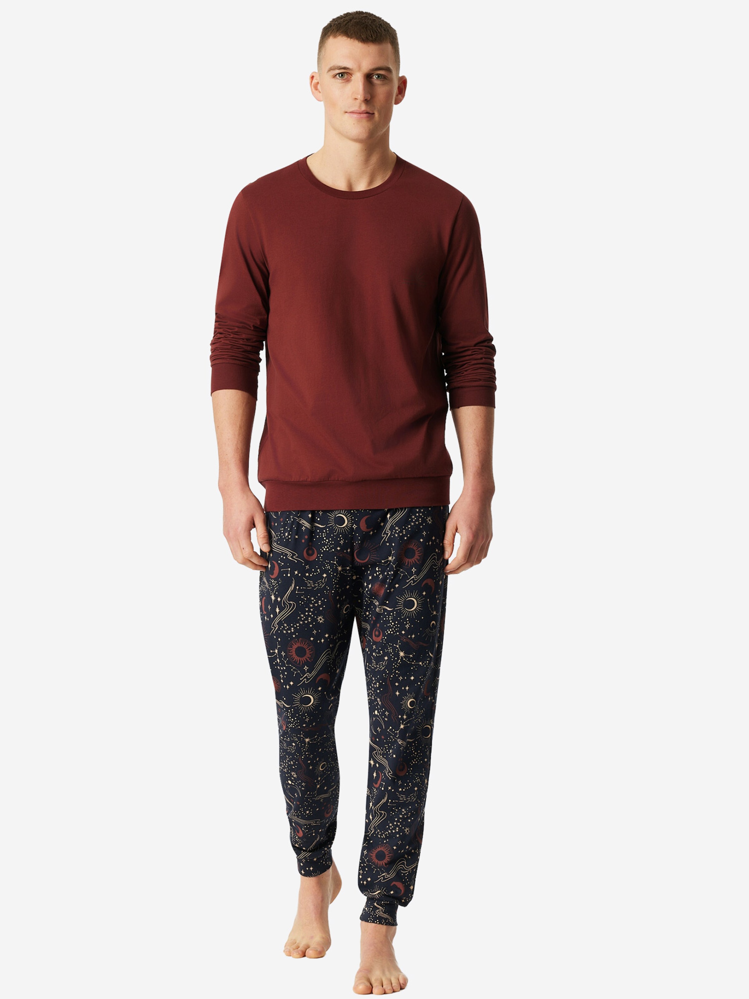 SCHIESSER Pajamas long ' Family ' in Blue: front