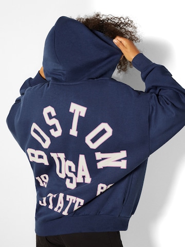 Bershka Zip-Up Hoodie in Blue