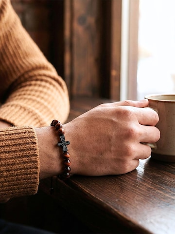 UNIQAL Armband 'RED TIGERAUGE ZIRKONIA' in Gemengde kleuren