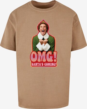 ABSOLUTE CULT T-Shirt 'Elf - Santa Is Coming' in Beige: predná strana