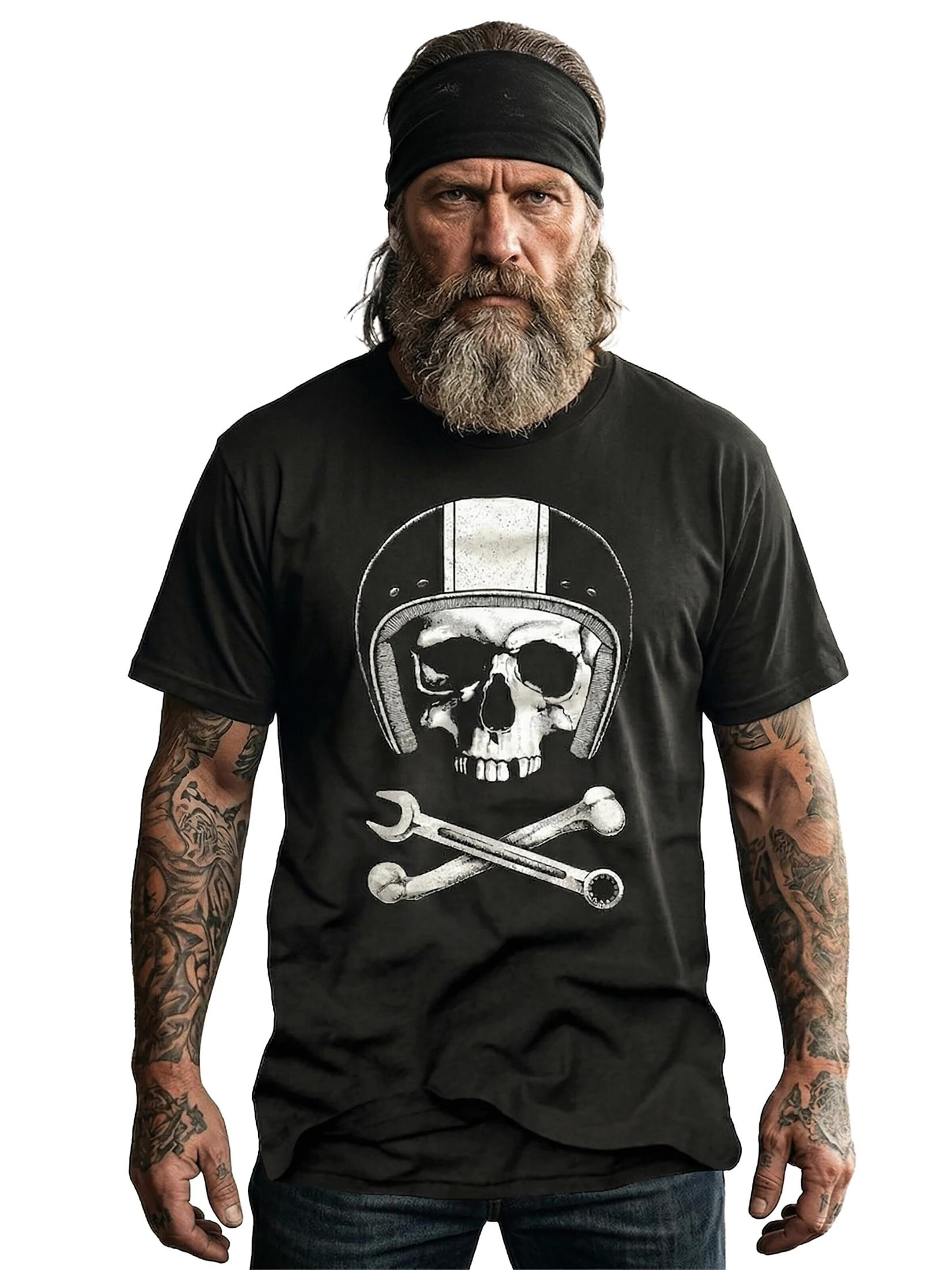 MAKAYA Shirt 'Mechanic Skull' in Black