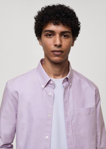 MANGO MAN Regular fit Button Up Shirt 'Oxford' in Purple