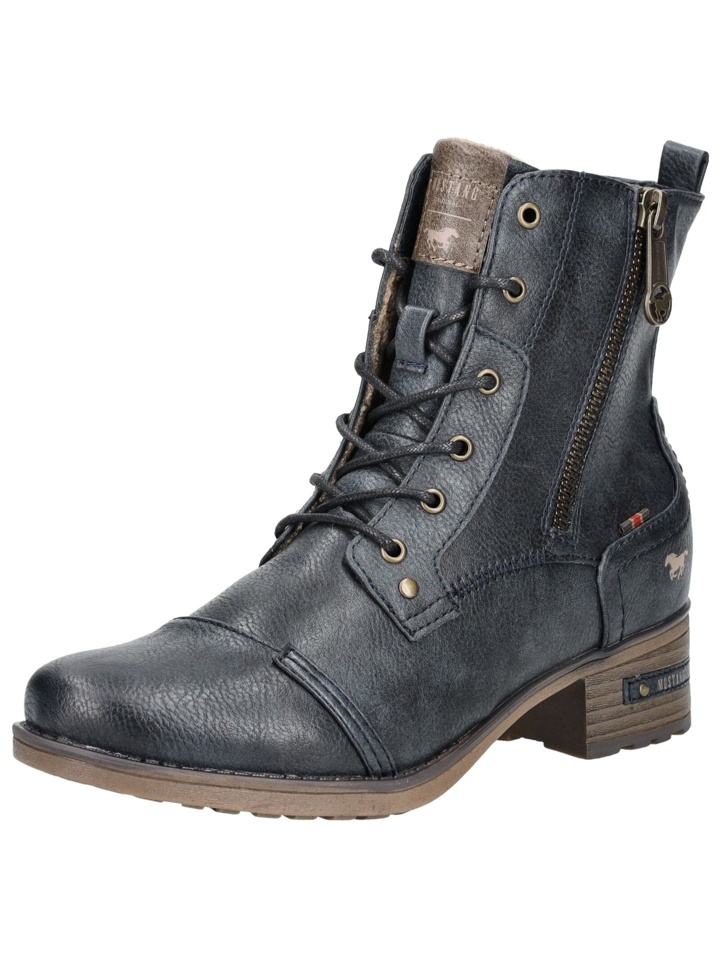 MUSTANG Schnürstiefelette in Blau: Vorderseite