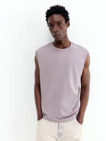 Pull&Bear T-shirt 'STWD' i lila: framsida