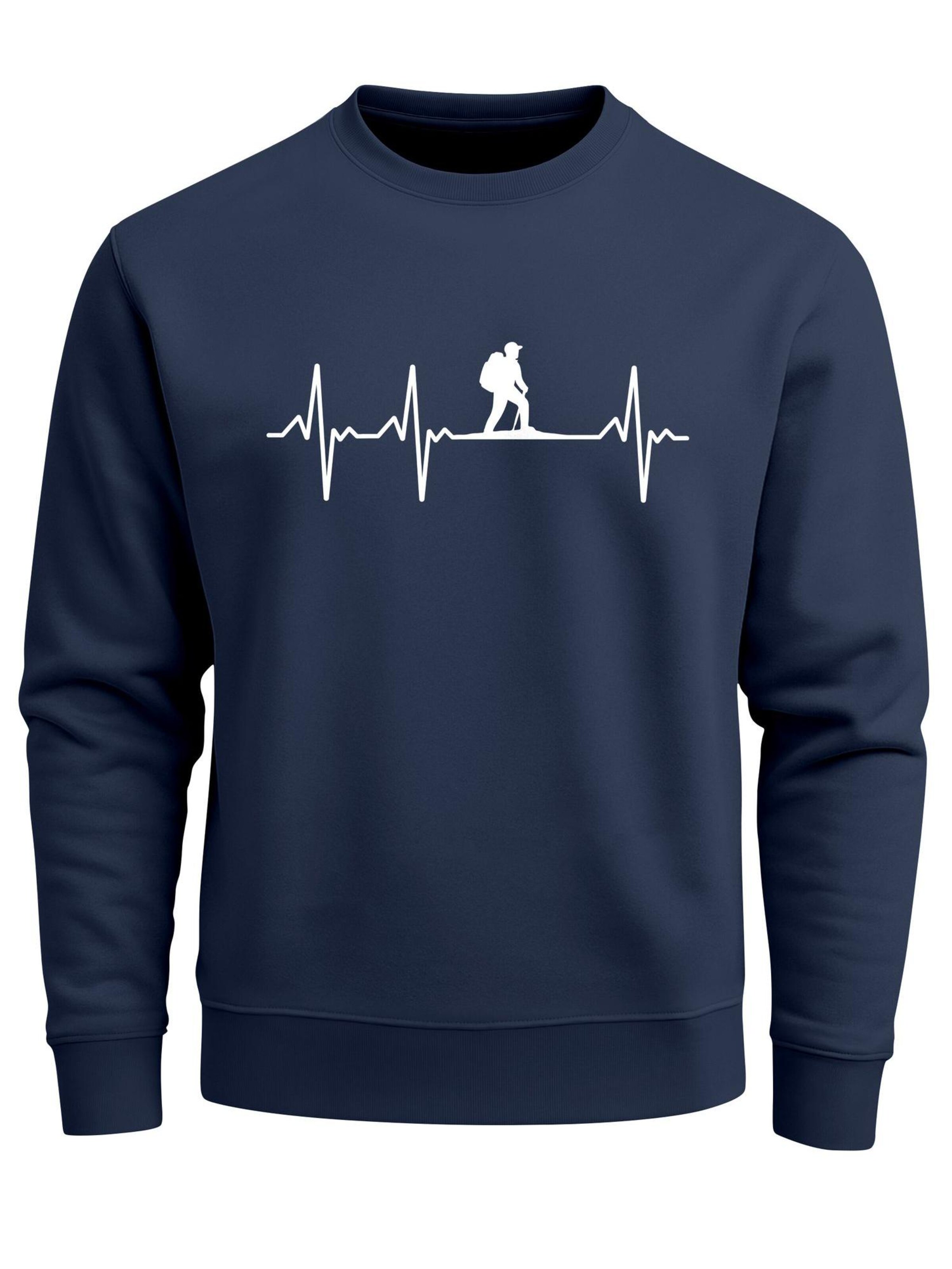 Neverless Sweatshirt 'Wanderer Herzschlag' in Blue: front