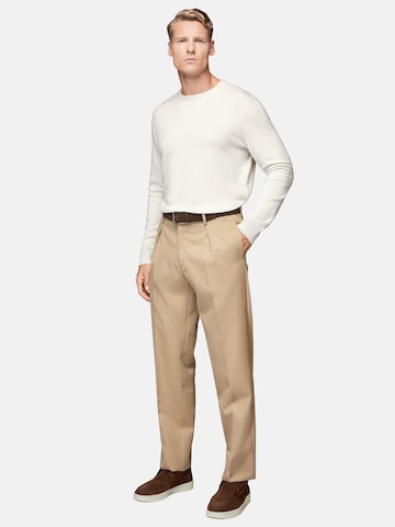 Coupe slim Pantalon à plis 'Gabardine' Boggi Milano en beige