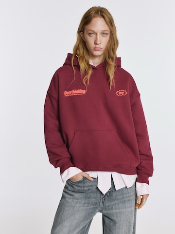 Pull&Bear Mikina 'PACIFIC OVERTHINKING' – červená