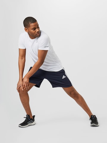 ADIDAS SPORTSWEAR Normální Sportovní kalhoty 'Essentials French Terry 3-Stripes' – modrá