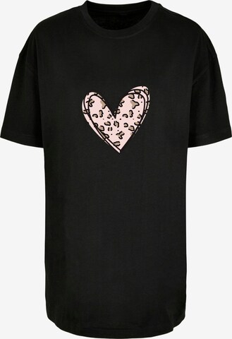 Merchcode Shirt 'Valentines Day - Leopard Heart' in Zwart: voorkant