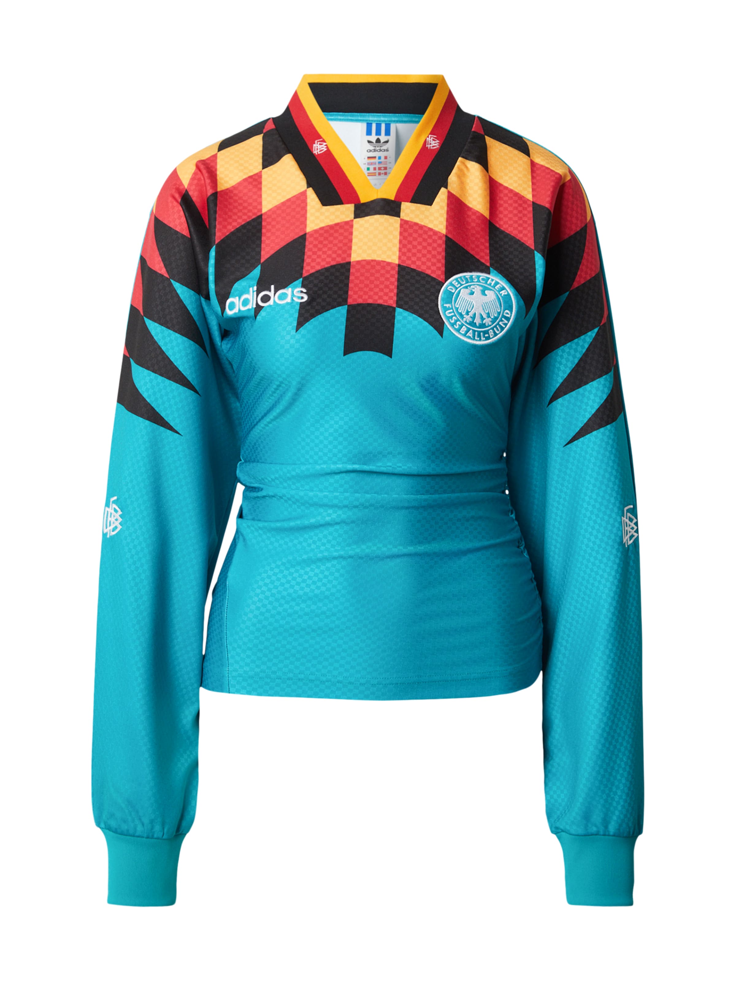 ADIDAS ORIGINALS Dres 'GERMANY BB', veľkosť XS - tyrkysová / šafránová / červená / čierna, Produkt