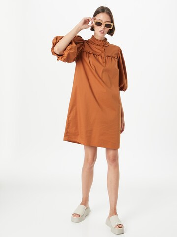 Freequent Shirt Dress in Brown