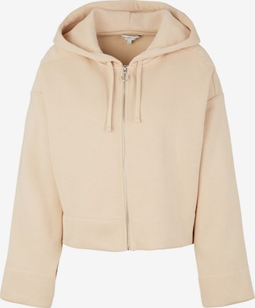 TOM TAILOR DENIM Sweatjacke in Beige: predná strana