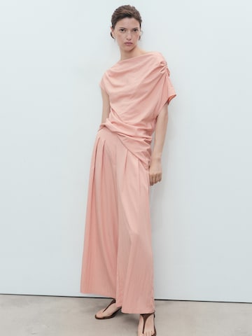 MANGO Wide Leg Laskoshousut 'BERTA-H' värissä vaaleanpunainen