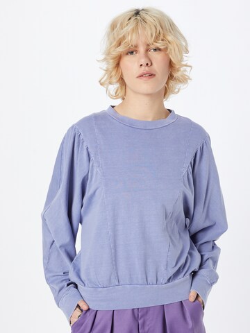 Sweat-shirt QS en violet : devant