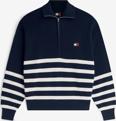 XS-S dydžio Megztinis iš Tommy Jeans, spalva – tamsiai mėlyna jūros spalva / balta, Prekių apžvalga
