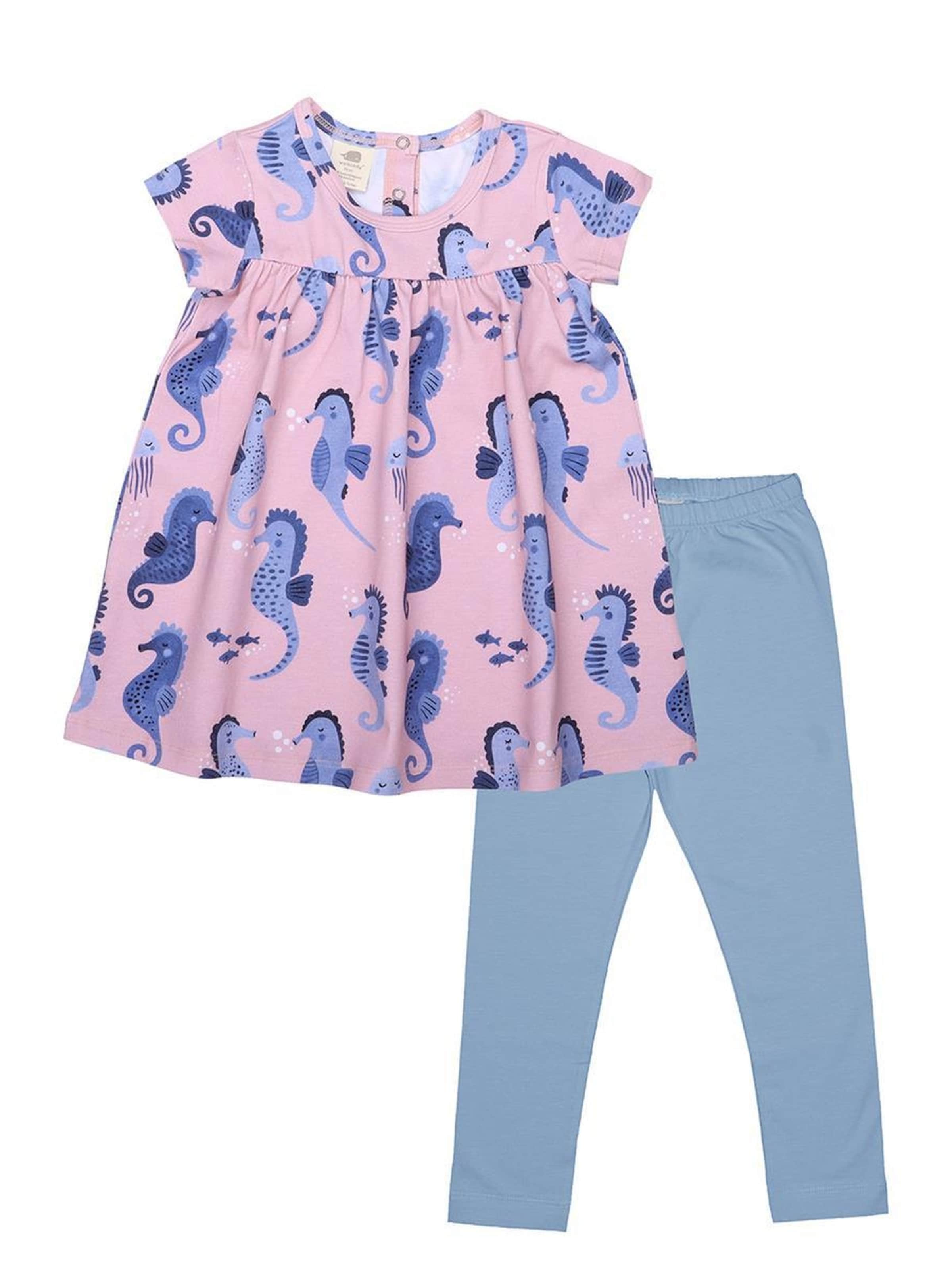 Walkiddy Dress 'Walkiddy - Blue Seahorses Dress' in Pink: front
