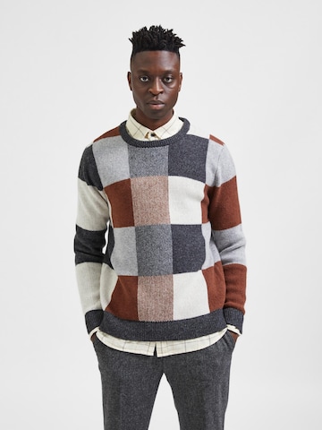 SELECTED HOMME Sweater 'Meis' in Grey: front