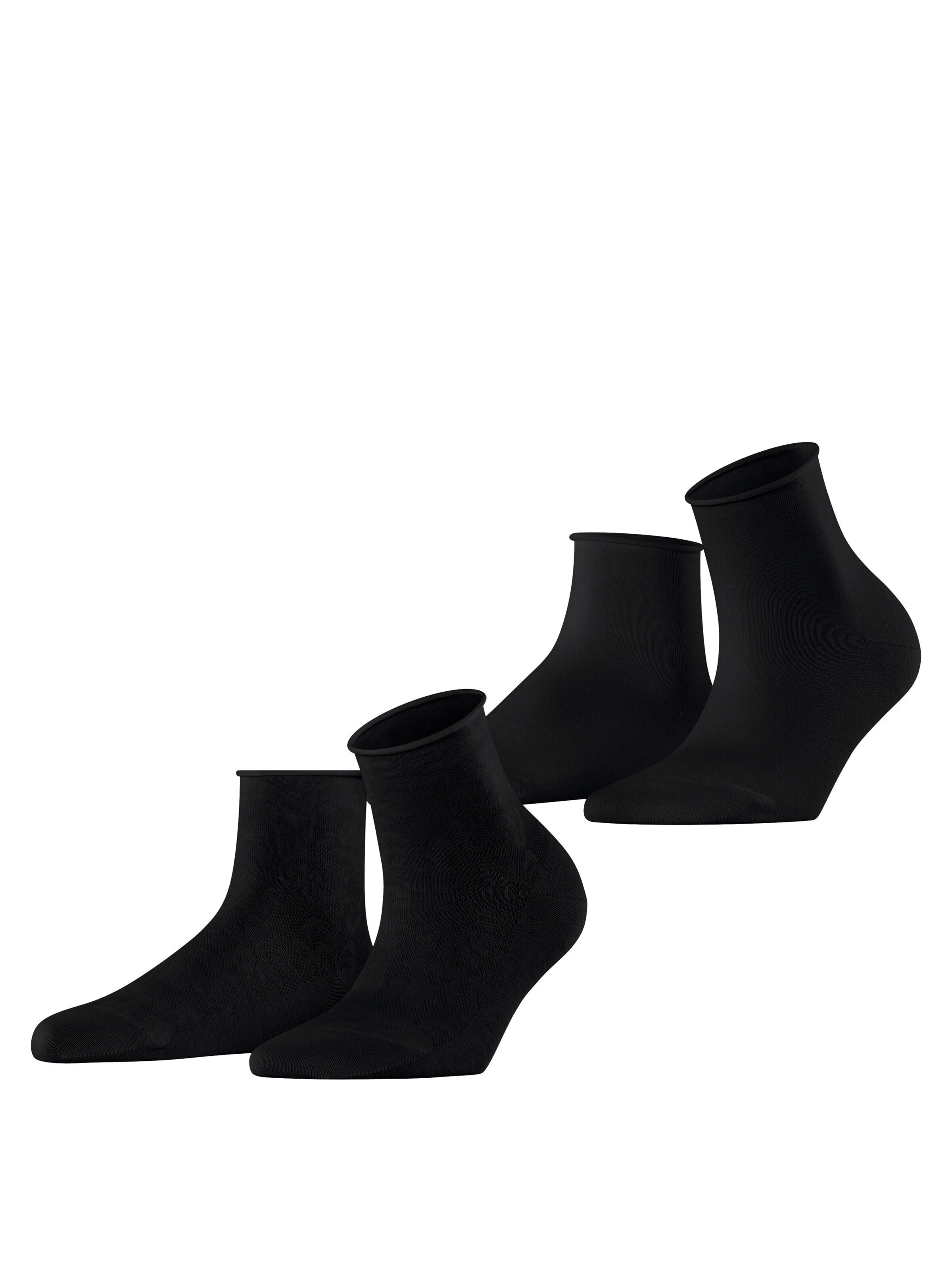 ESPRIT Socken 'Lacy Flowers 2-Pack'‌‌‌‌‌ in Schwarz: Vorderseite