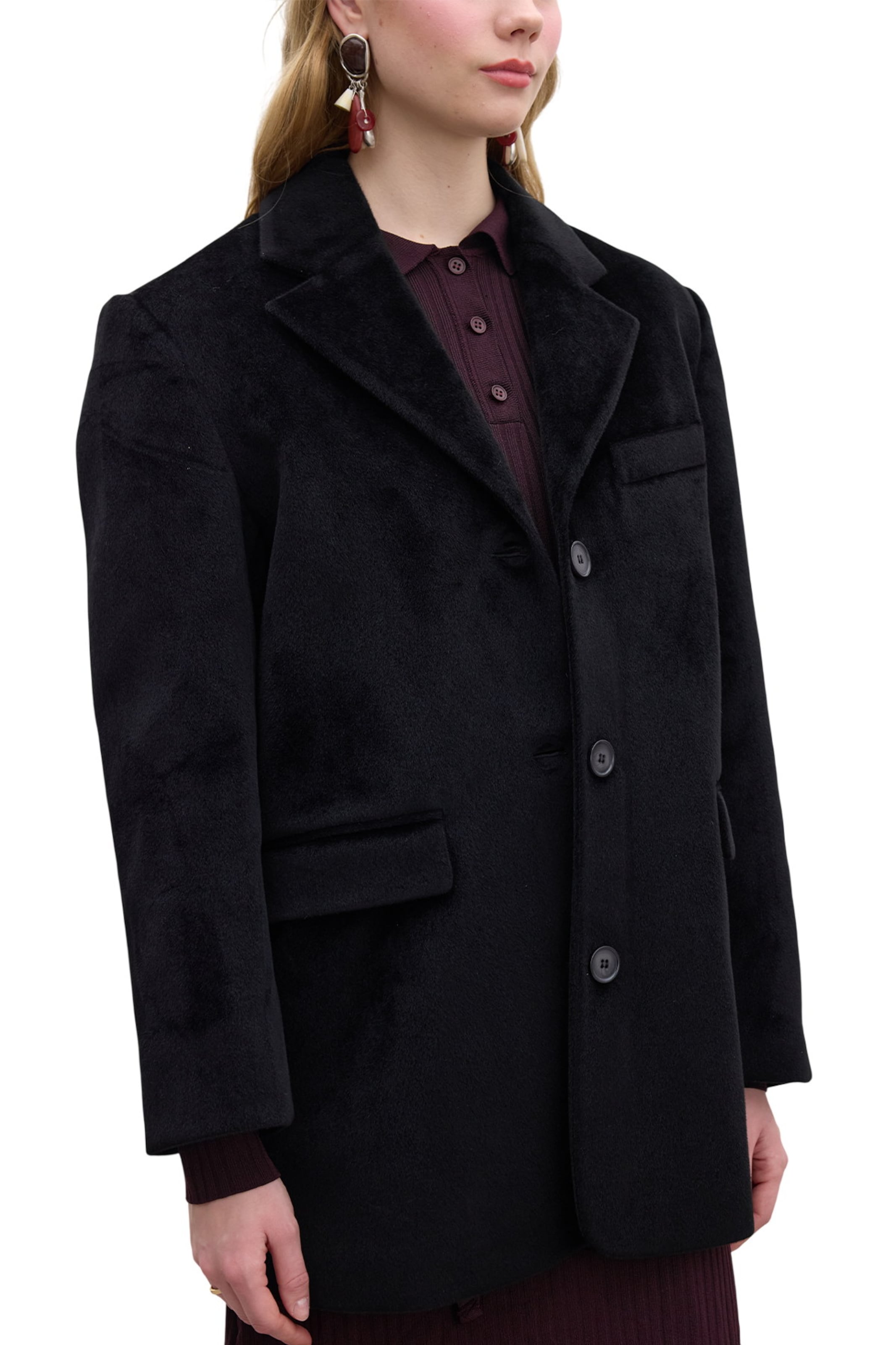 MANUKA Mantel in Schwarz