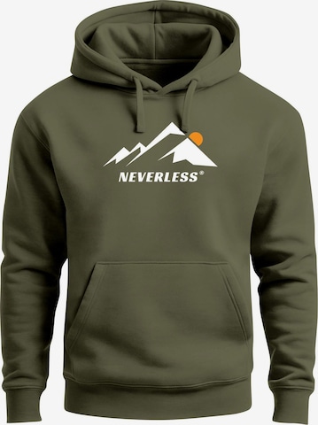 Neverless Sweatshirt 'Minimalistic Mountain' in Grün: Vorderseite