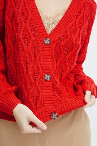 ICHI Knit Cardigan 'Marnas' in Red