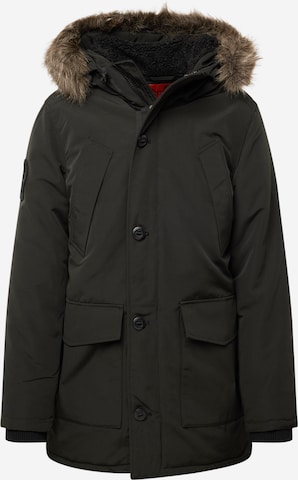 Superdry Winterparka 'Everest' in Zwart: voorkant