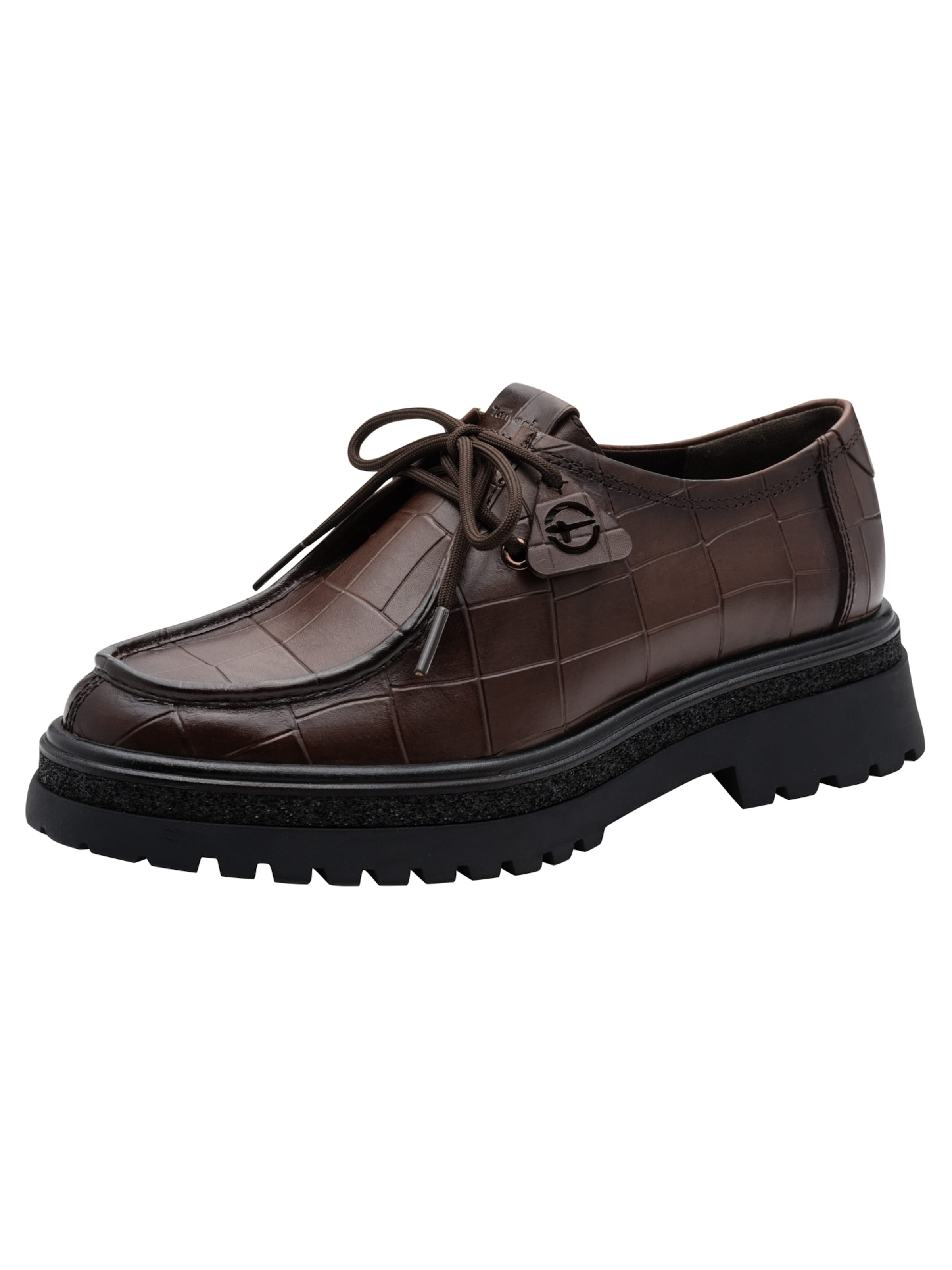 Chaussure à lacets Tamaris en marron : devant